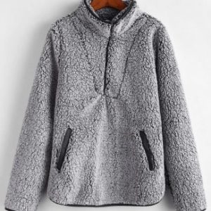 Half Zip Fuzzy Pocket Sweatshirt