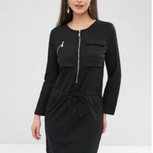 Half Zip Pocket Dress