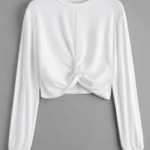 Heathered Cropped Twist Sweatshirt