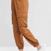 High Waisted Belted Pocket Jogger Pants - Wood