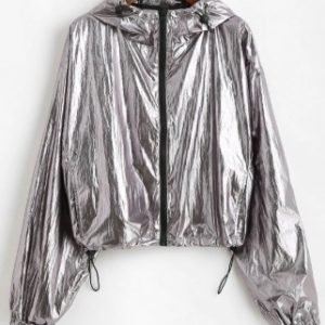 Hooded Metallic Windbreaker Jacket