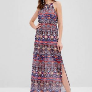 Keyhole Printed Maxi Dress - Multi