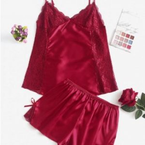 Lace And Satin Short Pajama Set