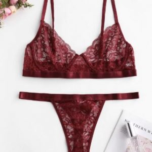 Lace Underwire Thong Lingerie Set