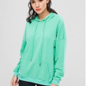 Letter Cute Cactus Hoodie - Aquamarine L