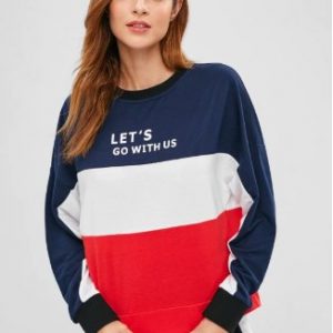 Letter Graphic Contrast Loose Sweatshirt