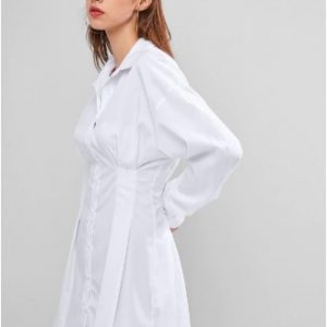 Long Sleeve Button Down Mini Shirt Dress