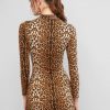 Long Sleeve Leopard Tiger Mini Bodycon Dress - Multi-a2