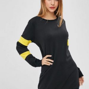 Mini Colorblock Sweatshirt Dress - Black