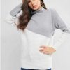 Mock Neck Two Tone Pullover Sweater - Multi