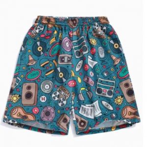 Music Elements Print Holiday Board Shorts