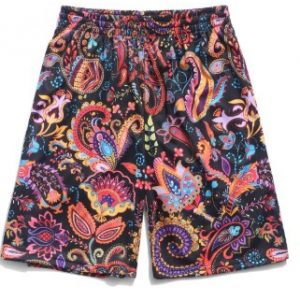 Paisley Flower Plant Print Bohemian Beach Shorts