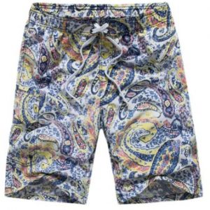 Paisley Print Elastic Drawstring Beach Shorts