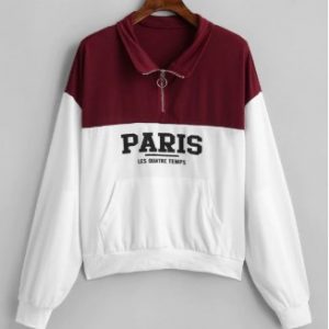 Paris Graphic Drop Shoulder Quarter Zip Sweatshirt