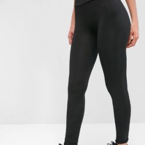 Plain High Waisted Sports Leggings - Black