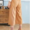 Pleated D-ring Culotte Pants - Light Brown