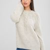 Raglan Sleeve Cable Knit Sweater - Cool White