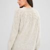 Raglan Sleeve Cable Knit Sweater - Cool White