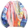 Rainbow Drop Shoulder Pullover Sweater - Pink