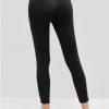 Ripped High Rise Wide Waistband Stretchy Leggings - Black