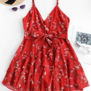 Ruffles Floral Surplice Cami Dress