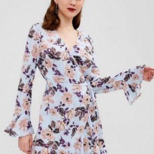 Ruffle Flower Wrap Dress