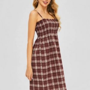 Smocked Plaid Cami Dress - Multi