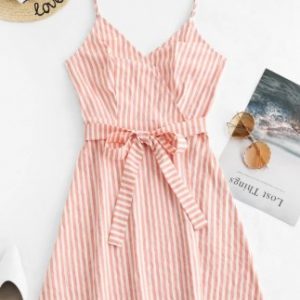 Striped Cami Wrap Dress