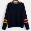 Striped Panel Drop Shoulder Cricket Sweater - Multi