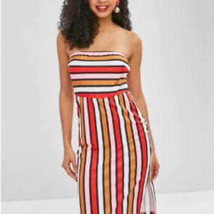 Stripes Slit Tube Dress - Multi