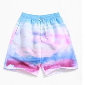 Tie Dye Print Drawstring Casual Beach Shorts