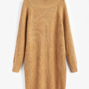 Turtleneck Chunky Knit Longline Sweater