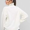 Turtleneck Drop Shoulder Jumper Sweater - White