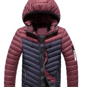 Two Tone Hooded Puffer Jacket With Earphone