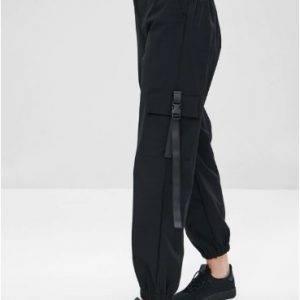 Zipper Cargo Pants - Black